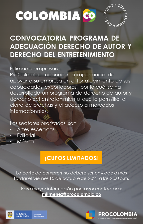 convocatoria Programa Derechos de autor y derecho del entretenimiento.